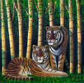 Tiger im Bambus (100x100)cm